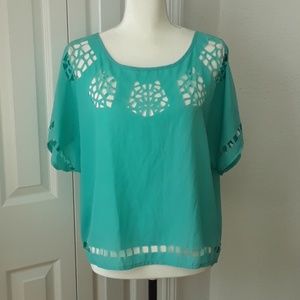 Bar III Mint Green Cut Out Blouse